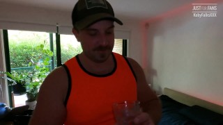 Workman gets a load from homemade gloryhole before being topped by his co-worker