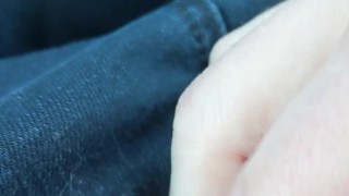 Edging my uncut and leaking cock in public