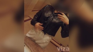 Masturbation in public toilet, female orgasm with beautiful big boobs girl & perfect body