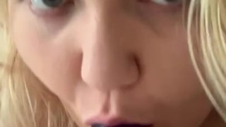 Bbw sucks dildo