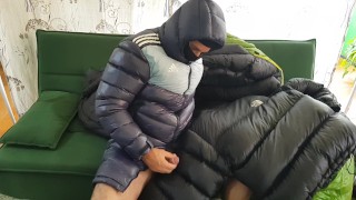 Hot cumshot on my Puffy Jacket