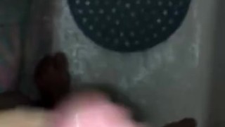Stroking my big Puerto Rican Dick in the Shower