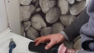 Farm hunk on break pounds fleshlight on bathroom sink till cum