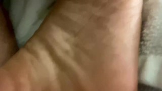 Black Girl Shows Off Her Ebony Feet While Pushing Out Creampie 