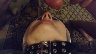 Tied up and fucked very hard in the throat