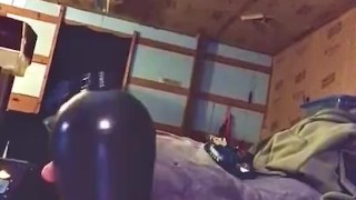 Toy makes guy shoot huge load with loud cussing and moaning orgasm