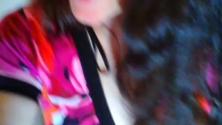 Sexy Horny Onlyfans Fetish Slut PinkMoonLust has Messy Long Hair Brunette Fun Flashes Puffy Nipples