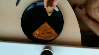 "Crepes with cream" - cuming on food
