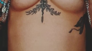 Playing with myself and my nipple chain