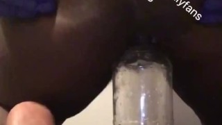 Squirting water from my asshole & fucking a bottle (Subscribe)