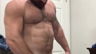Thick Dick Bodybuilder Shows Off With Cock Ring OnlyfansBeefBeast Beefy Musclebear Flexing Naked Hot