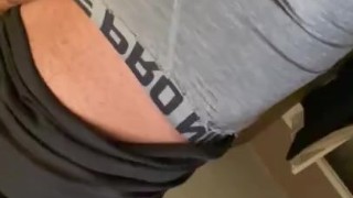 Big Heavy balls hanging out Nike pro boxers