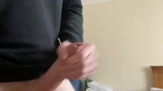 Cumming hard into a pair of underwear Hung straight guy masturbates his big hard cock
