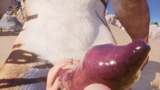 Wild Life / Huge Tiger Furry Knotting Female POV