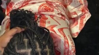 Ebony stripper gets her face fucked