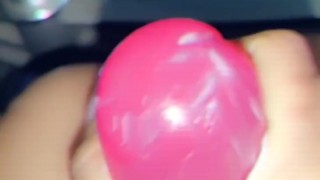 Jerking off daddy's hard fat cock