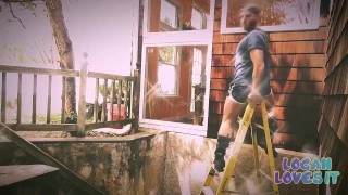 Getting Fucked on a Ladder