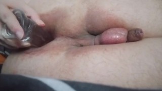 Transparent dildo ass fuck