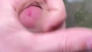 student in the morning in the toilet jerking off a big dick a lot of cum
