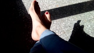 Playing with my feet while they sunbathe !!