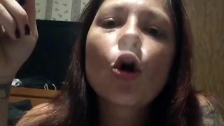 Hot babe smoking and sucking on these perfect big tits making my pussy wet for you 