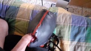 Hogtied and masked in stockings and high heels Trained to be submissive and suck a cock