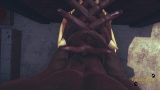 Furry Yaoi - in a wall and gets his mouth and ass fucked