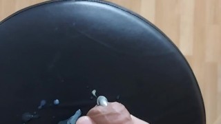 Puck is jerking off his pierced dick 