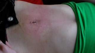 my luscious navel is filled with ice water and burns with an ice game belly Fantasy of Paula nipples