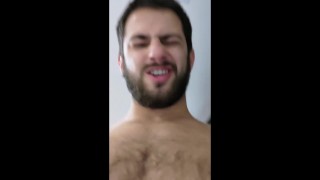 Amateur - your straight roomate is a showoff - shirtless hunk muscle flexing hairy chest