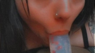 Young Tatted Amateur Shows Off her throating skills