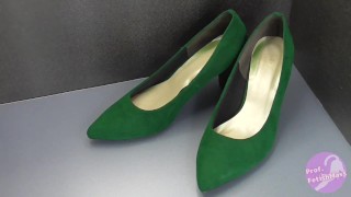 Shoe fetishism 靴フェチ 緑色のハイヒールにぶっかける