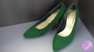 Shoe fetishism 靴フェチ 緑色のハイヒールにぶっかける