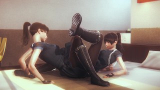 Cute Lesbian UpSkirt Panty Tribbing