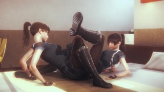Cute Lesbian UpSkirt Panty Tribbing