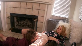 My Milf Stepmom gets STUCK and fucked in the fire place