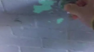 Taking a leak in a nasty outdoor public bathroom 