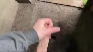 the guy jerks off in the morning a big dick in the village in the toilet moans loudly and cums a lot