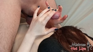 5 ruined orgasms, cumshots on long hair Mistress Hot Lips 