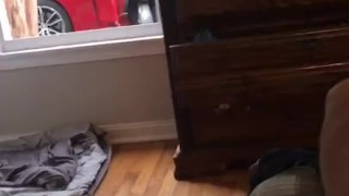 Jerking off while neighbor stands outside 