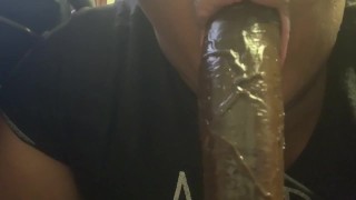 Sucking on my dildo