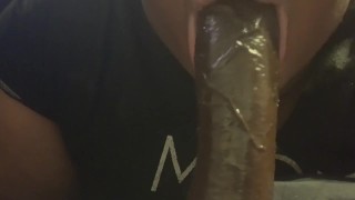 Sucking on my dildo