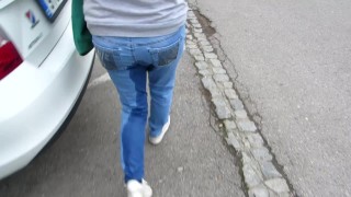 Nonchalant pissing my jeans again in public place !!!