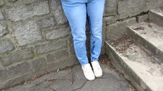Nonchalant pissing my jeans again in public place !!!