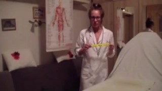 Orgasm clinic - Young sexy doctor examines new patient - shy guy