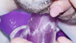 Pounding My Creamy Pussy Fast With My Dildo