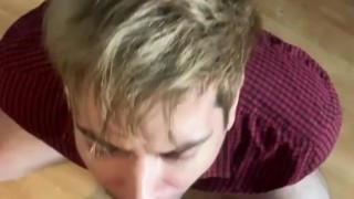 Worker sucked his employer, cum in mouth and stomach