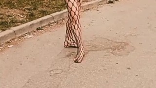 Body stocking and naked in public