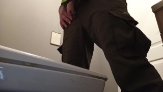pee in a public toilette