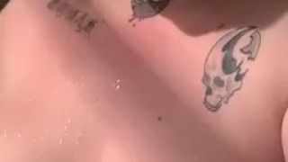 Chubby milf showering